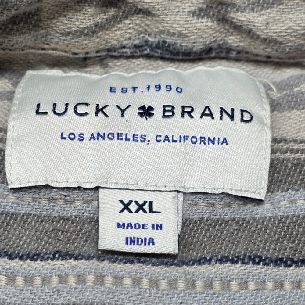 Lucky Brand Button Down Shirt Mens XXL Grey Aztec Southwestern Long Sleeve - Picture 4 of 8